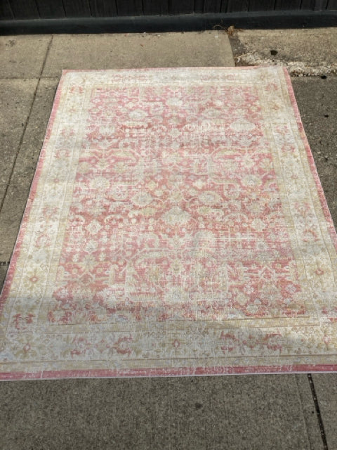 Polyester Pink/Cream Rug