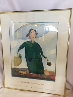 White/Green Woman Framed Art