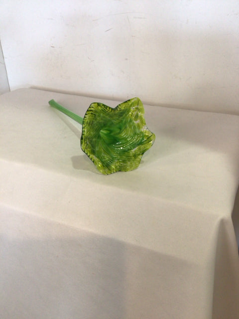 HandBlown Green Glass Flower Figurine