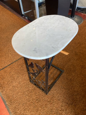 Side Marble Top Black/White Table