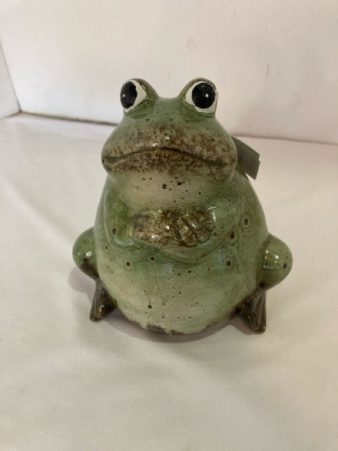 Green Ceramic Frog Statue
