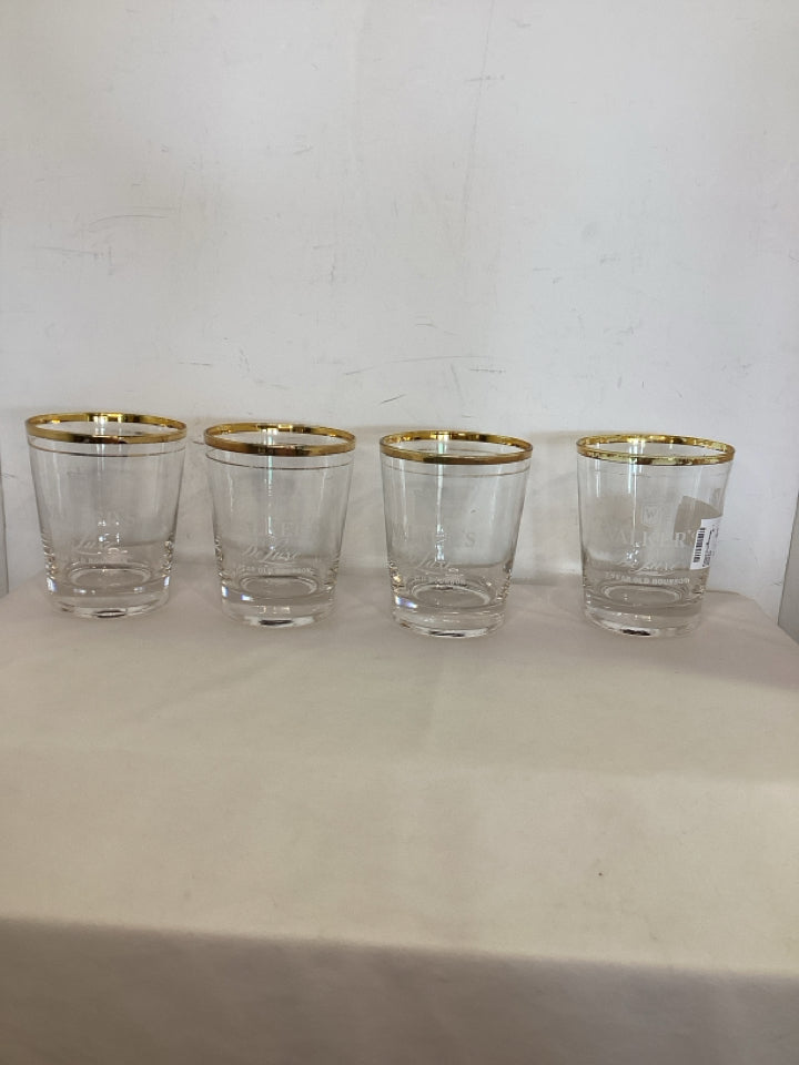 Walker's DeLuxe Set of 4 Clear Glass AS IS Glasses