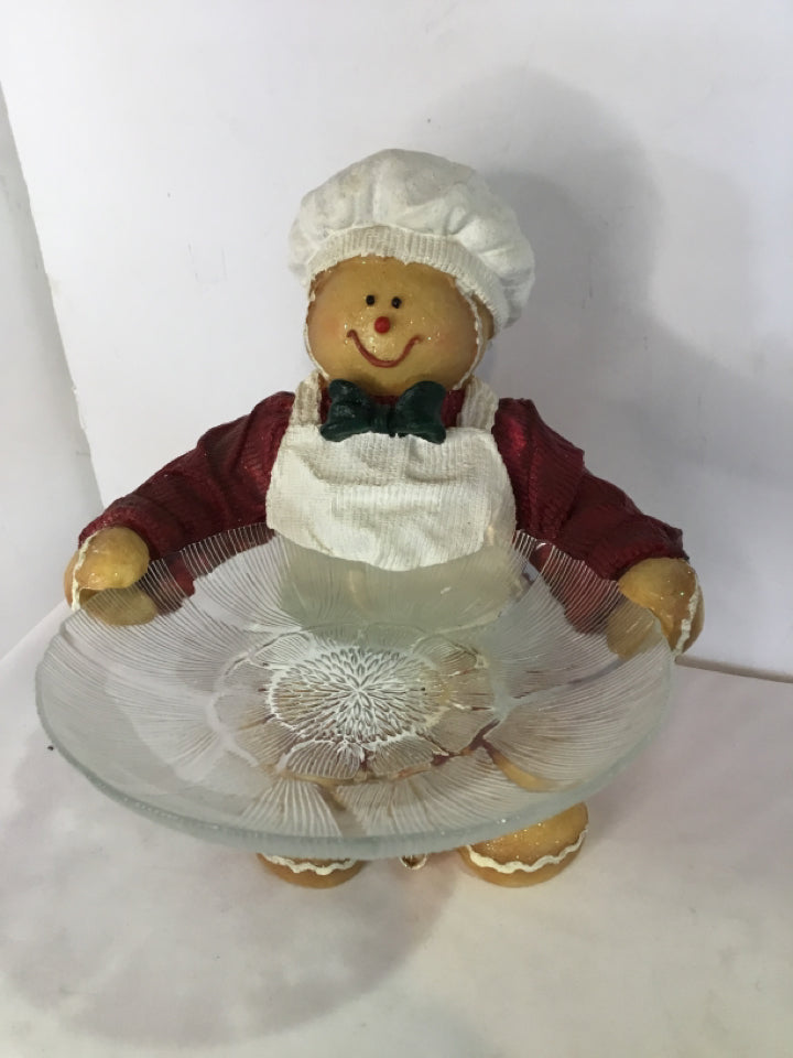 Figurine White/Red Resin Gingerbread Girl Holiday Item
