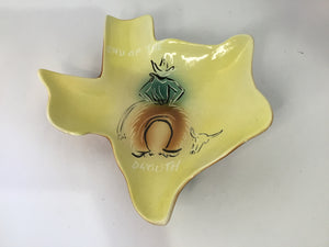Horton Mid-Century Yellow Ceramic Texas Ashtray