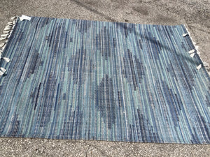 Opal House Outdoor/Outside Polyester 5 x 7 Blue/White Rug