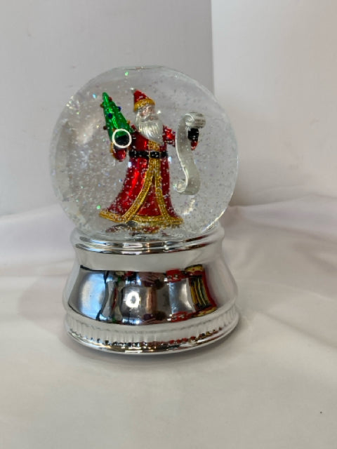 Snow Globe Silver Santa Musical Holiday Item