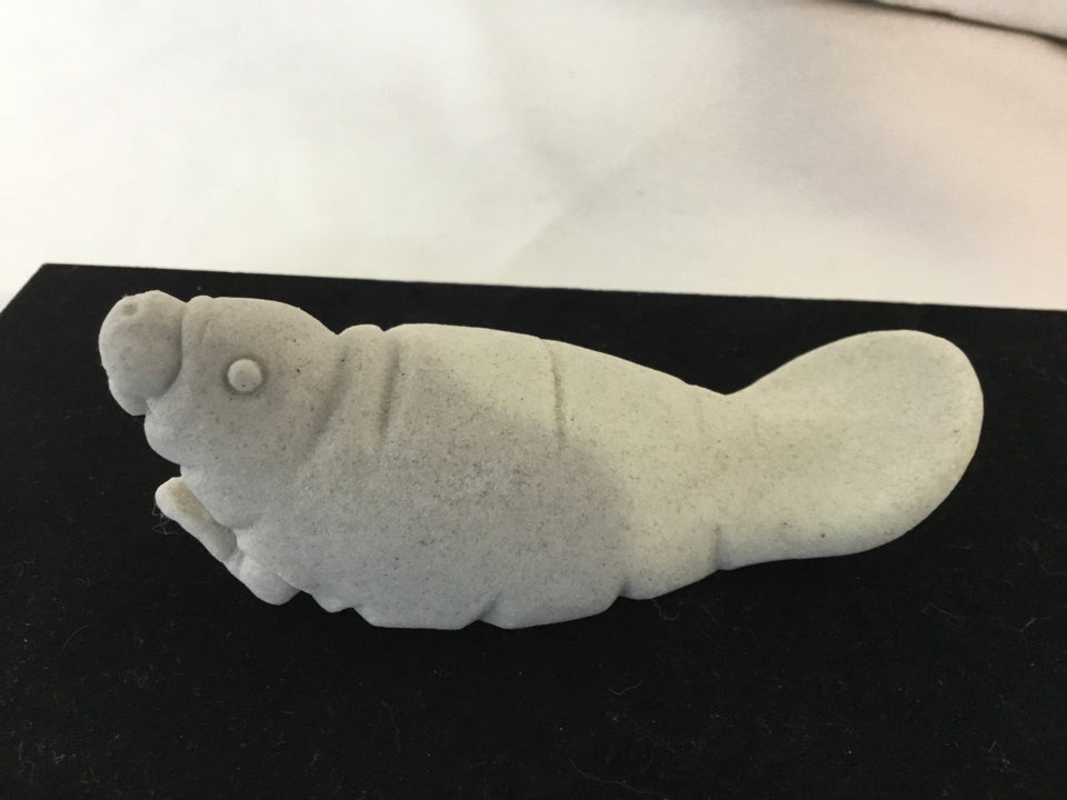 Gray Stone Manatee Figurine