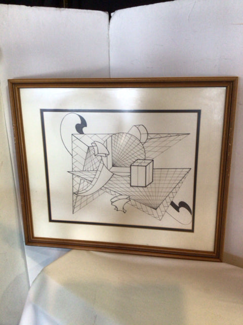 Black/White Drawing Geometric Framed Art