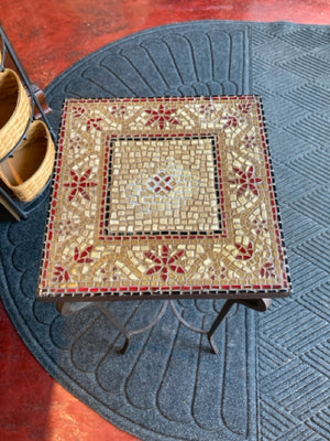 Tan/Red Tile Plant Stand