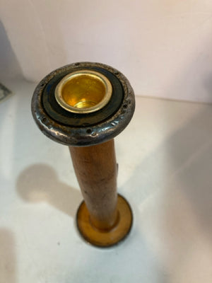 Spool Yellow Wood & Metal Candleholder(s)