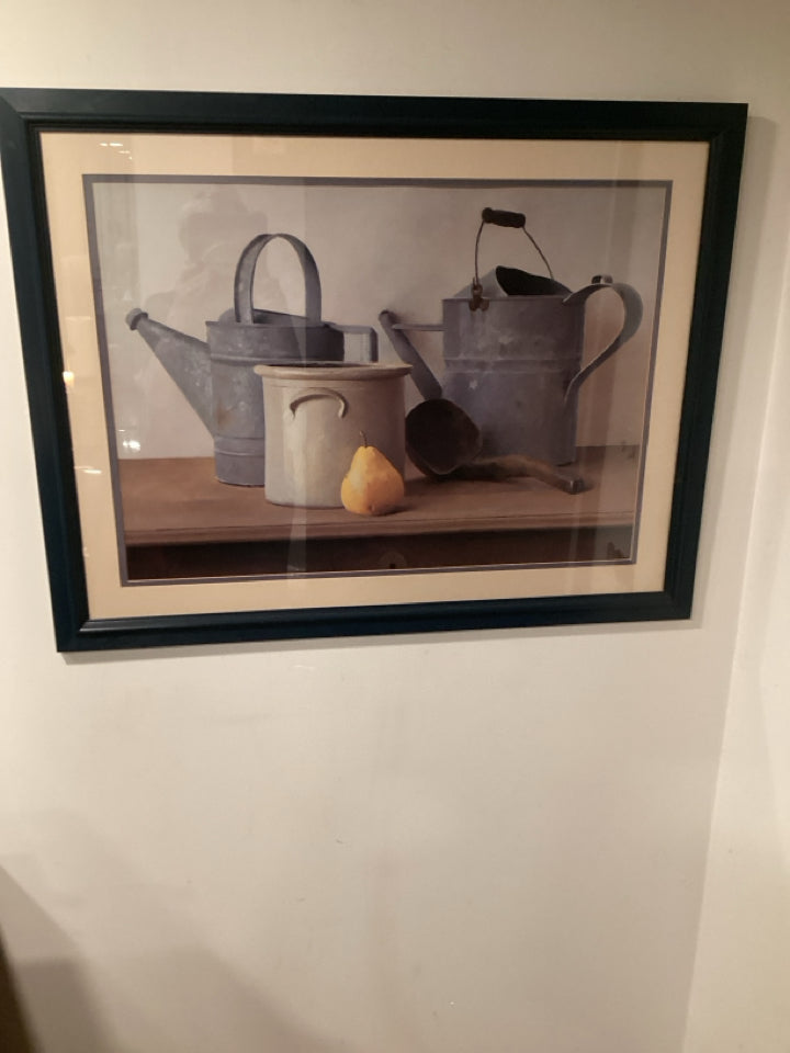 Still Life Brown/Gray Watering Can Framed Art