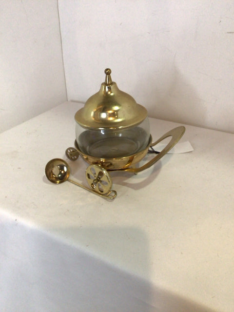 Clear/Gold Metal/Glass Wheel Serving Dish