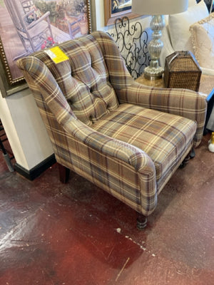 Tufted Plaid Tan/Gray Chair