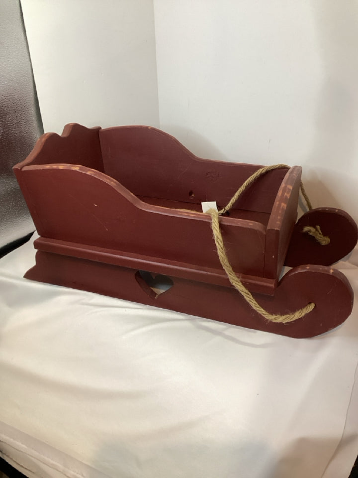 Vintage Sled Brown Wood Holiday Item