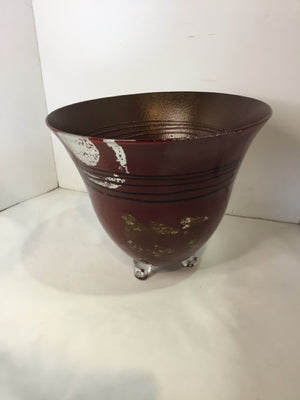 Urn Red Metal Glazed Planter