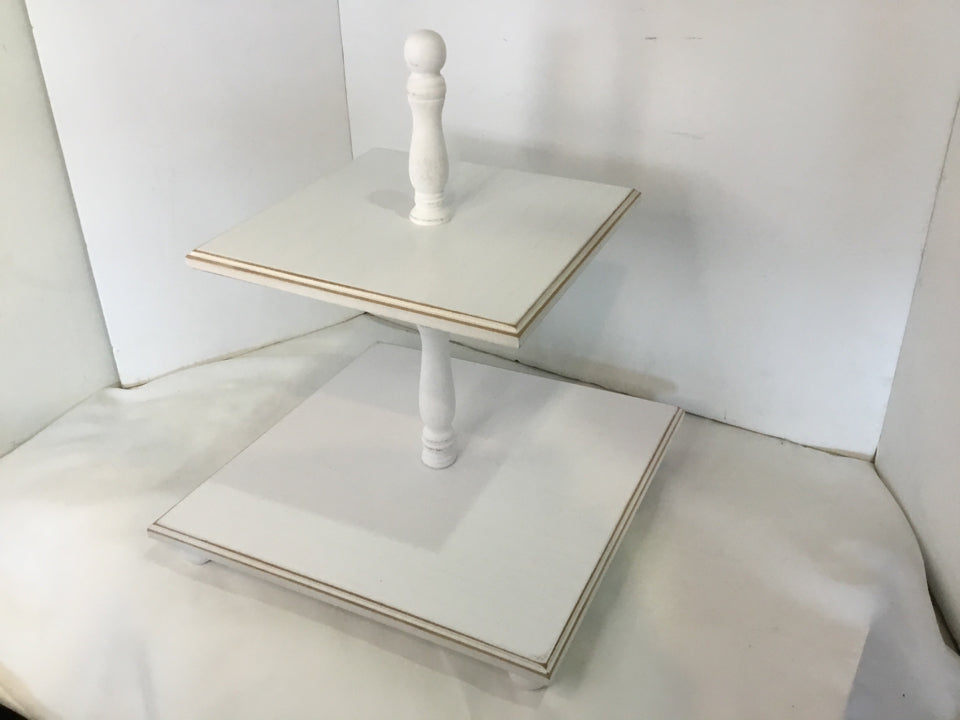 Bohemian White Wood Tiered Tray