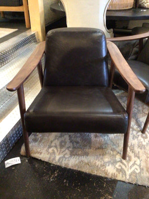 Denver Modern Mid-Century Leather Open Arm Black Chair 49ARYMD2