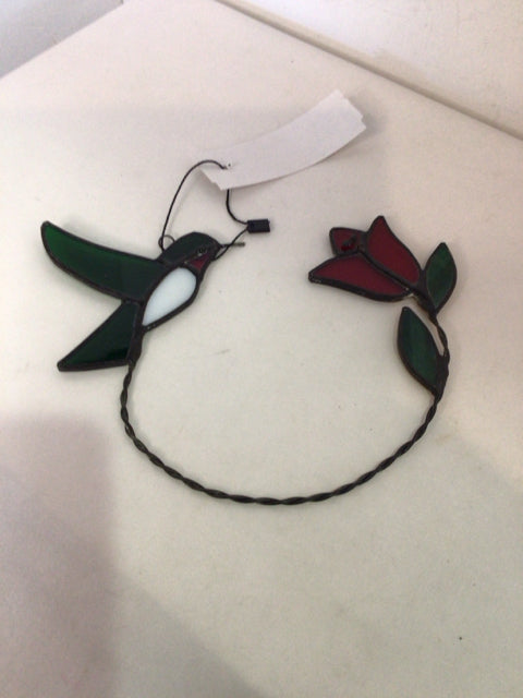 Hanging Red/Green Bird Stained Glass