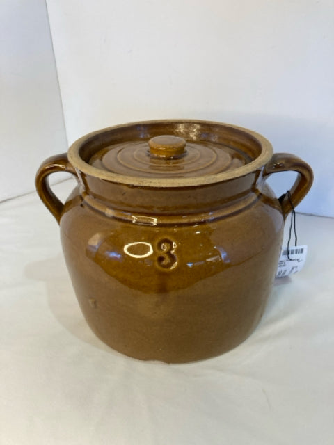 Brown Pottery Lidded Baking Dish