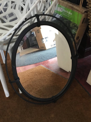 HOME Oval Black Metal Mirror