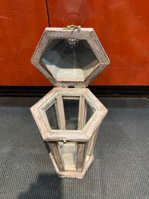 Gray Metal/Glass Lantern