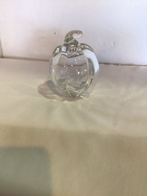 Fall Clear Blown Glass Pumpkin Holiday Item