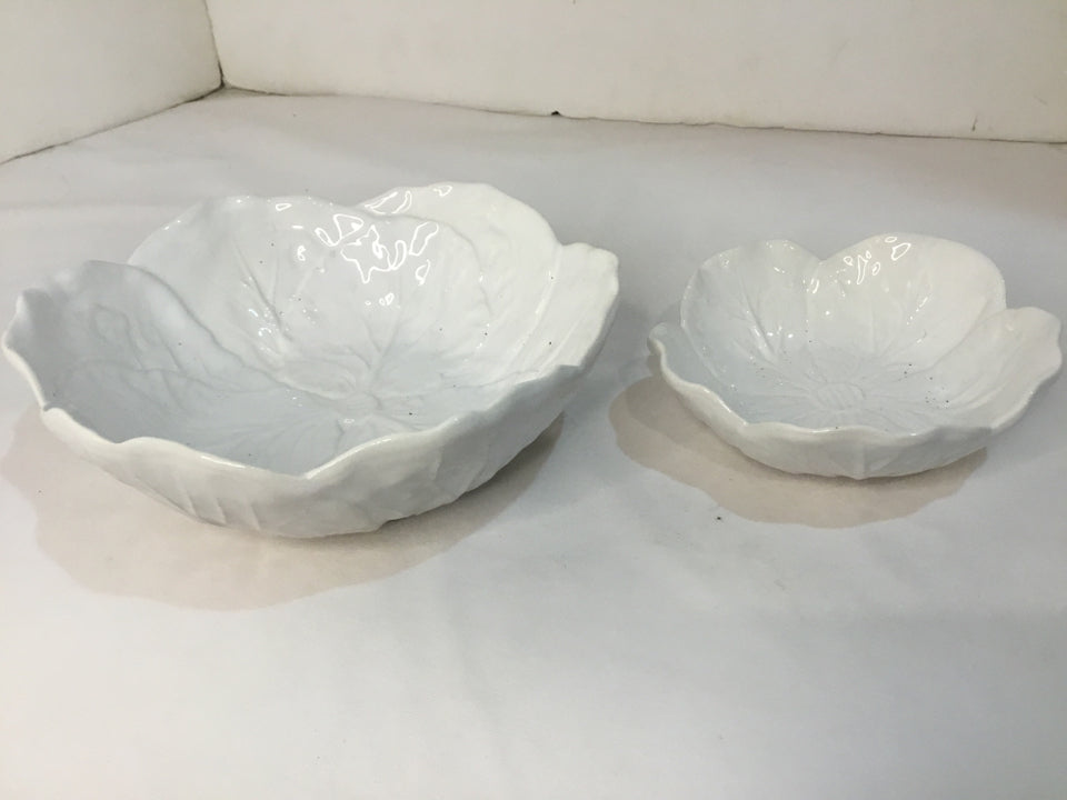 Portugese White Ceramic Cabbage Bowl Set