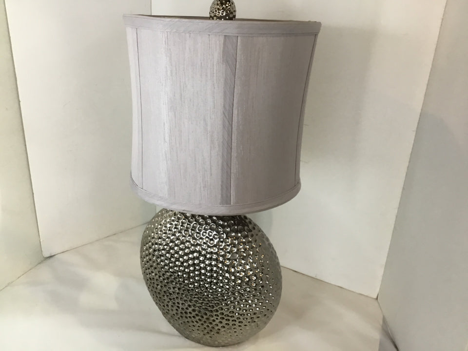 Silver Hammered Metal Lamp
