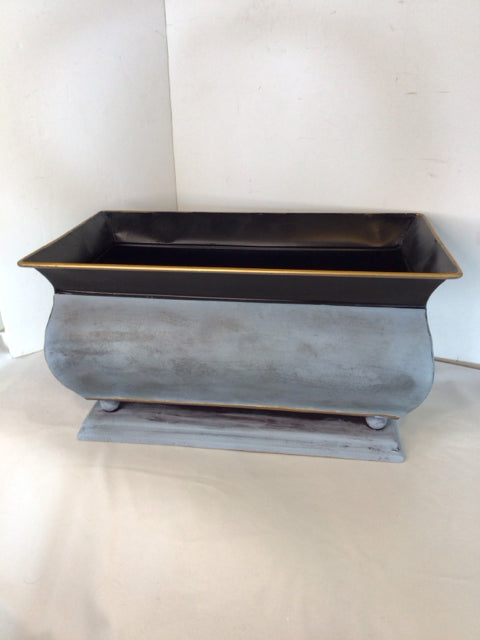 Blue/Black Metal Planter