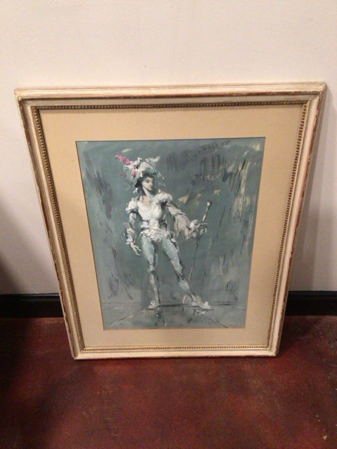 Impressionism Blue/White Jester Framed Art