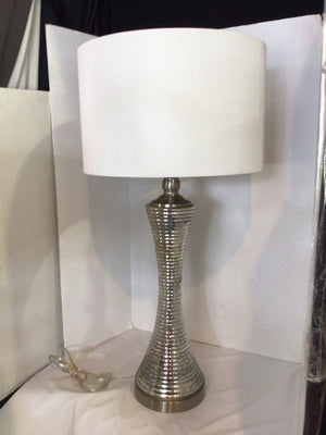 Silver Glass Ribbed Lamp