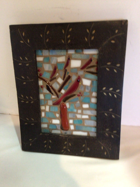 Red/Blue Tile Tree Framed Art