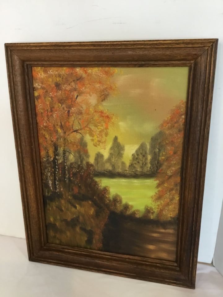 Fall Brown/Orange Painting Trees Framed Art