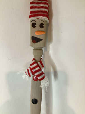 Handmade Red/white Wood Snowman Holiday Item