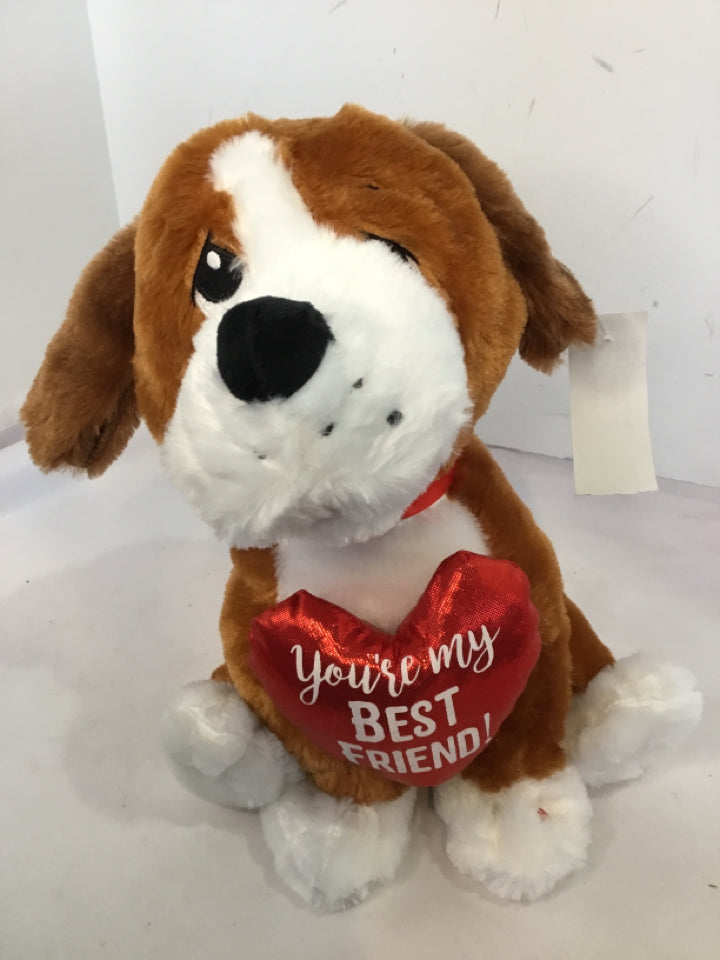 Plush Tan/White Dog Musical Holiday Item