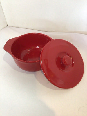 Chantal Lidded Red Ceramic Round Casserole