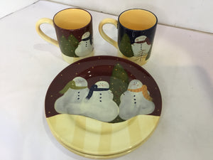 Christmas Multi-Color Ceramic Dishes Snowman Holiday Item