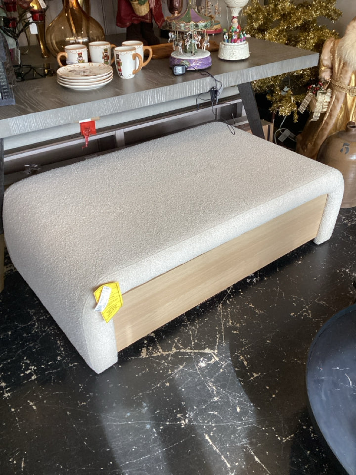 Crate & Barrel Storage Upholstered 1 drawer Cream Ottoman