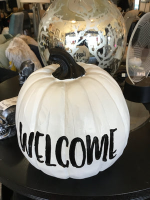 Halloween White Resin Pumpkin Holiday Item