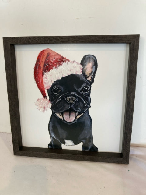 Christmas Black/Red Wood Wall Hanging Dog Holiday Item