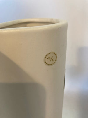 White Ceramic Curved Gold Trim Vase