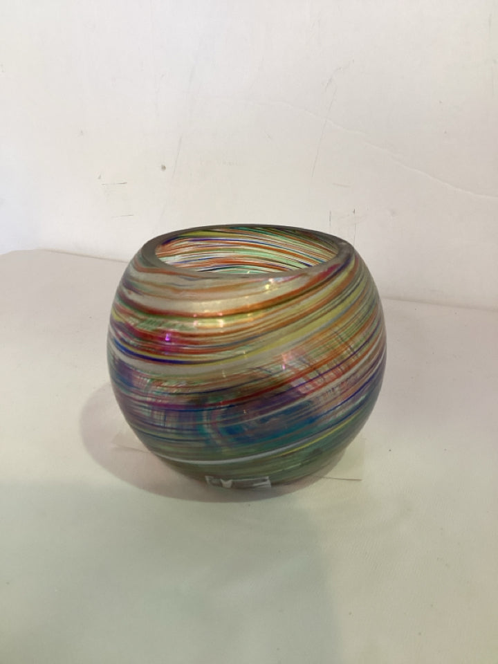 Modern Multi-Color Glass Swirl Candle Holder