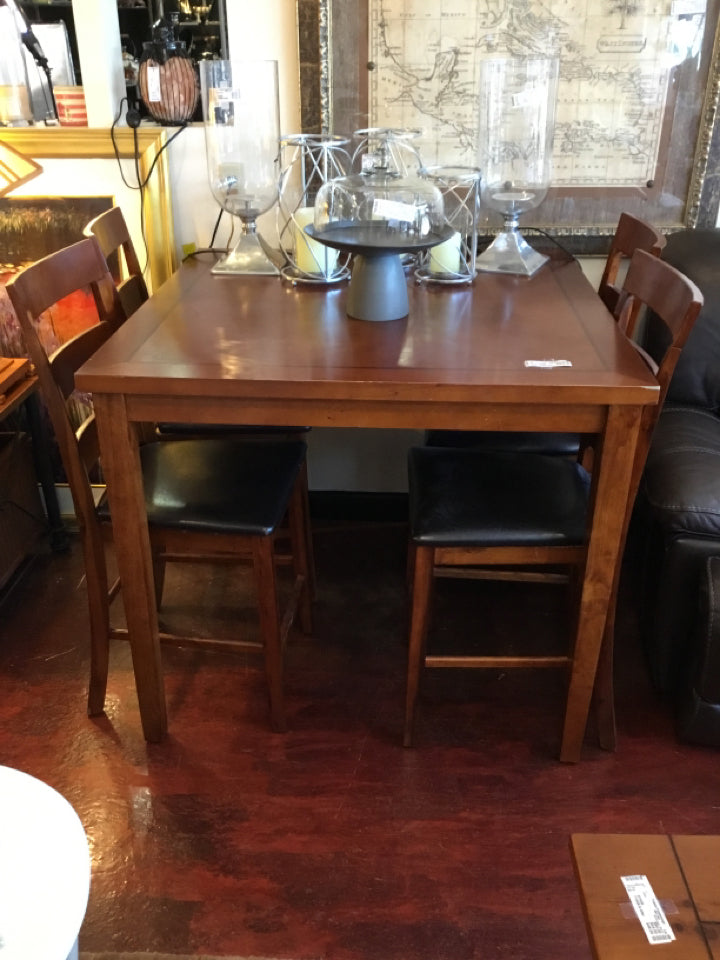 Bistro Wood 4 Chairs As Is Brown/black Table & Chairs