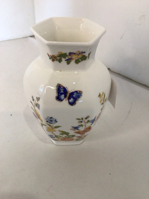 Aynsley White/Multi China Floral Vase