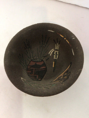 Native American Gray Sand Navajo Bowl