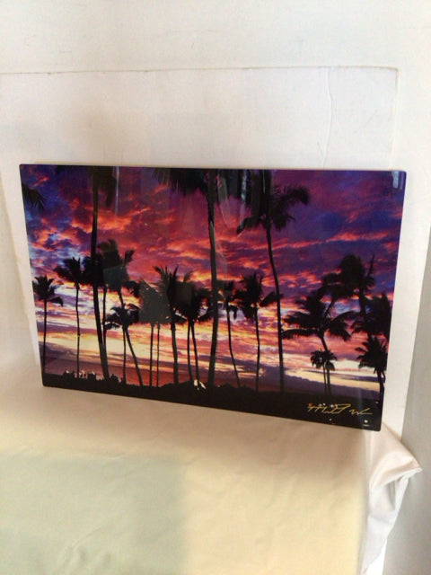 Metal Sunset Tropical Black/Pink Wall Decoration Art