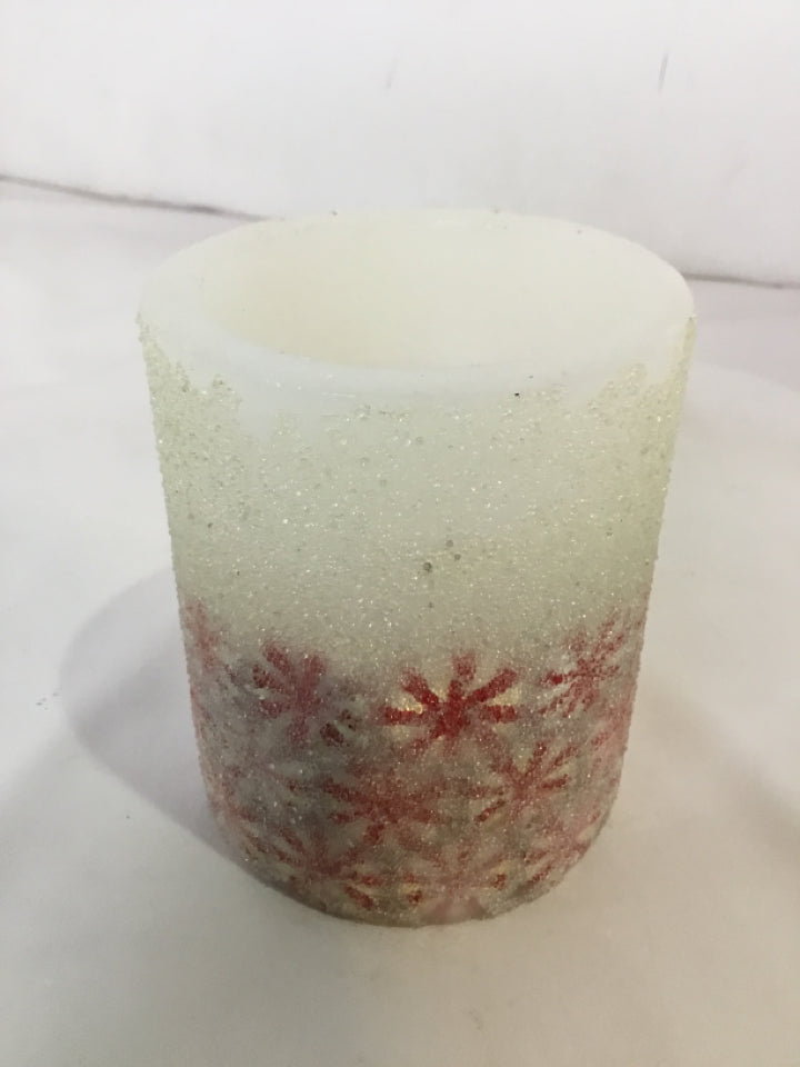 Candle White/Red Battery Operated Holiday Item