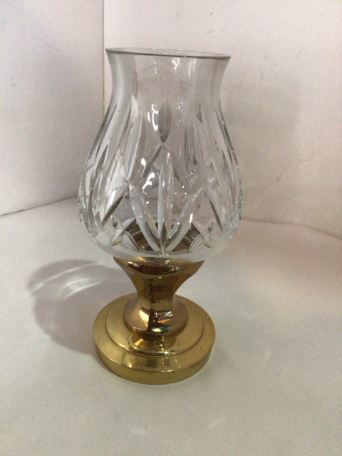 Waterford Brass/Crystal Hurricane 2 piece Candle Holder