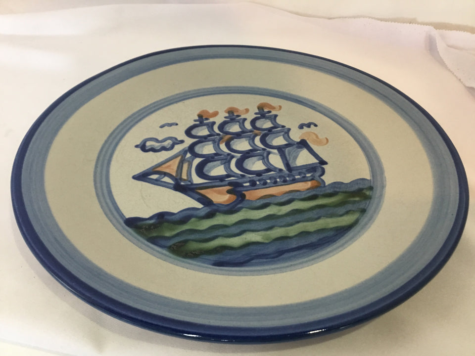 M.A. Hadley Gray/Blue Pottery Dinner Plate