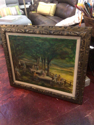 Impressionism Green/multi People Landscape Framed Art